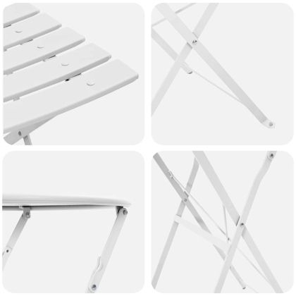 Сгъваем комплект мебели за бистро 3 pcs Бяло Стомана