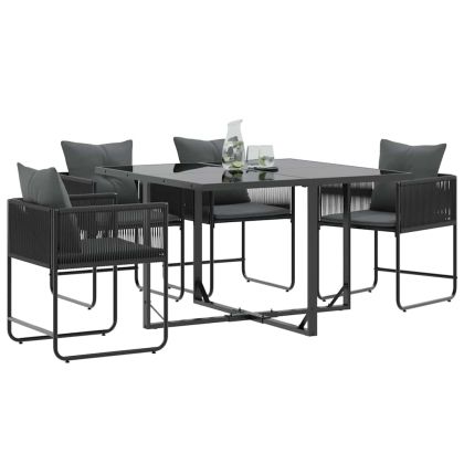 Градински столове 4 pcs Черен и антрацит 50.5 x 53.5 x 63.5 см