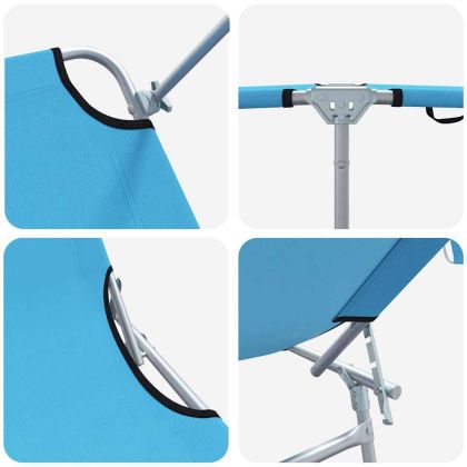 Шезлонг 2-човек 2 pcs Синьо 58 x 188 x 77см текстил