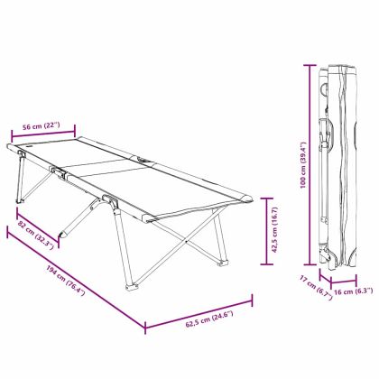 Сгъваемо къмпинг легло 2 pcs Червено 62 x 194 x 42 см