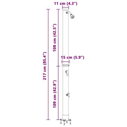 Външен соларен душ Черно 217 см PVC и алуминий