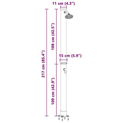 Външен соларен душ Черно 217 см PVC и алуминий