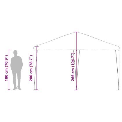 Парти шатър Бяло 400 x 400 x 266 см Полиестер и стомана