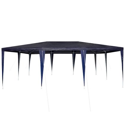 Парти шатър Синьо и бяло 600 x 400 x 266 см Полиестер и стомана