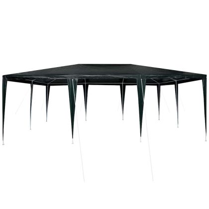 Парти шатър Зелен и бял 600 x 400 x 266 см Полиестер и стомана