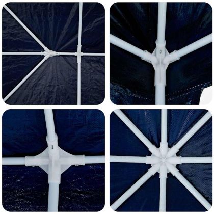 Парти шатър Синьо и бяло 600 x 400 x 266 см Полиестер и стомана