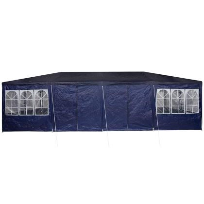 Парти шатър Синьо и бяло 800 x 400 x 266 см Полиестер и стомана