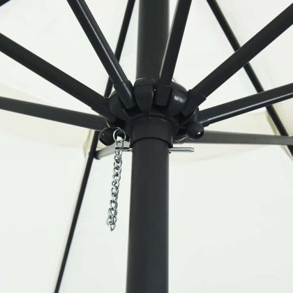 Градински парасол Бял и черен 395 x 395 x 245 см