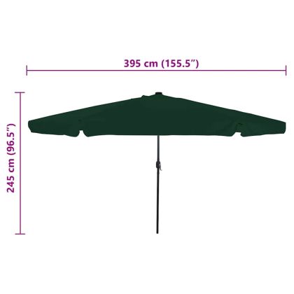Градински парасол Зелен и Черен 395 x 395 x 245 см