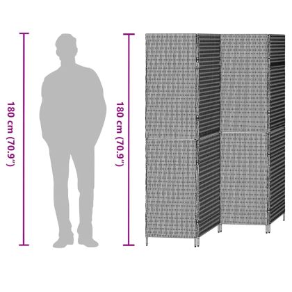 Разделител за стая Кафяво 195 x 180 см полиратан
