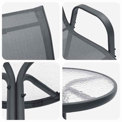 Градински бистро комплект 3 pcs Сив Стомана