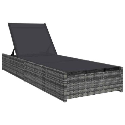 Шезлонг с възглавница 1-човек Сив 60 x 200 x 27см полиратан