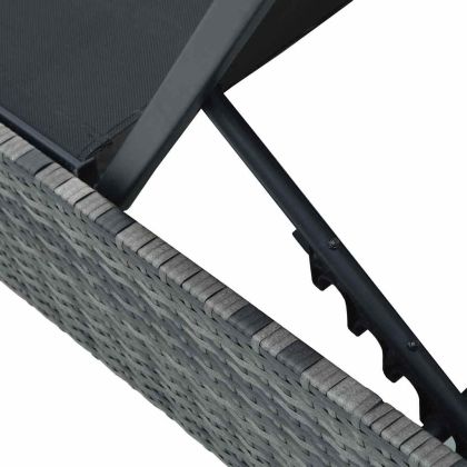 Шезлонг с възглавница 1-човек Сив 60 x 200 x 27см полиратан