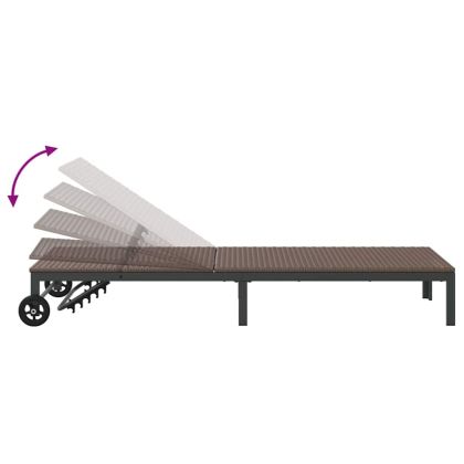 Шезлонг с възглавница 2-човек 3 pcs Кафяво полиратан