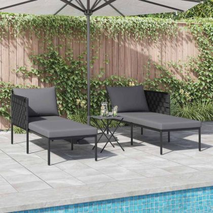 Шезлонг с възглавница Антрацит 115 x 153 x 69.5см Стомана