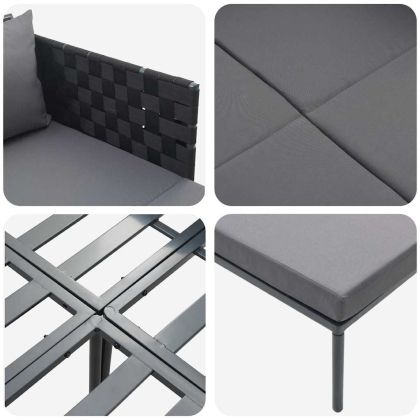 Шезлонг с възглавница Антрацит 115 x 153 x 69.5см Стомана