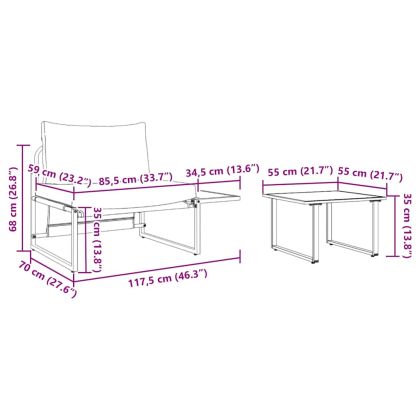 Градински Софа Комплект 2 pcs Антрацит Стомана