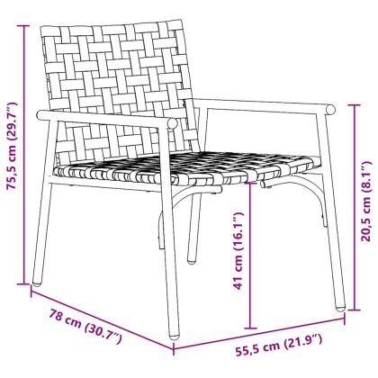 Градински стол 2 pcs Черно 79 x 56 x 73.5см полиратан