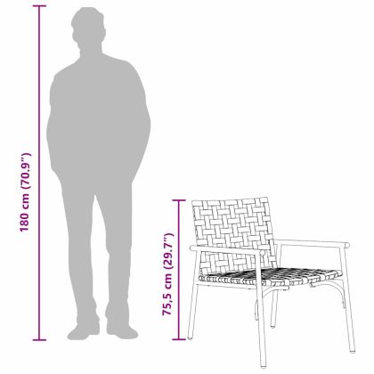 Градински стол 2 pcs Черно 79 x 56 x 73.5см полиратан