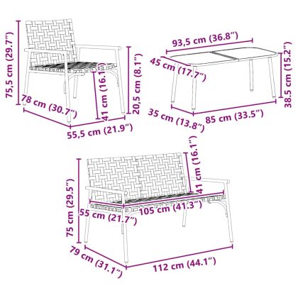 Комплект за хранене в градината 4 pcs Кафяво полиратан