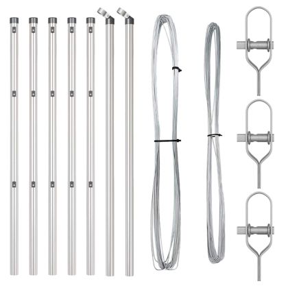 Оградни стълбове 7 pcs Сребрист Ø32mm 80 см Поцинкована стомана