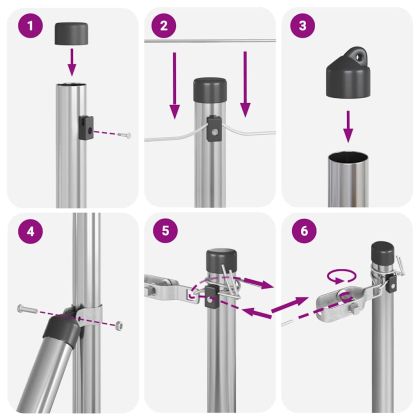 Оградни стълбове 7 pcs Сребрист Ø32mm 120 см