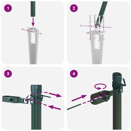 Оградни стълбове 7 pcs Зелен Ø32mm 160 см Поцинкована стомана