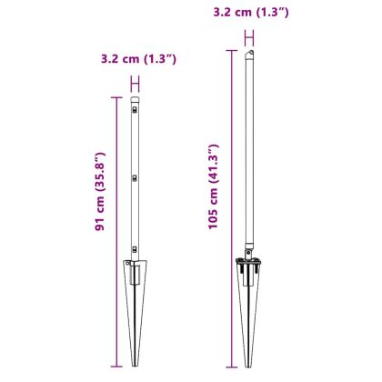 Оградни стълбове 13 pcs Сребрист Ø32mm 60 см