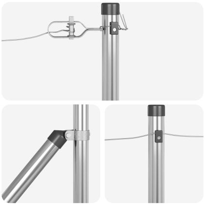 Оградни стълбове 7 pcs Сребрист Ø32mm 100 см