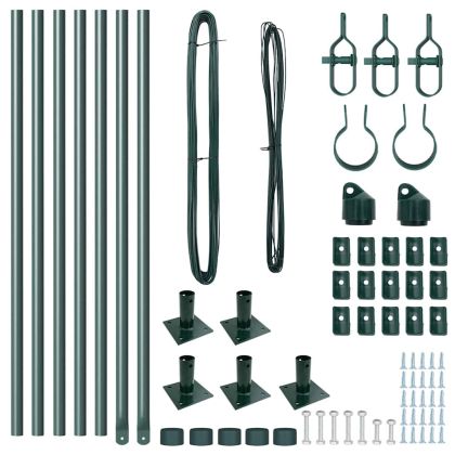 Оградни стълбове 7 pcs Зелен Ø32mm 50 см Поцинкована стомана