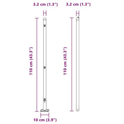 Оградни стълбове 7 pcs Зелен Ø32mm 110 см Поцинкована стомана