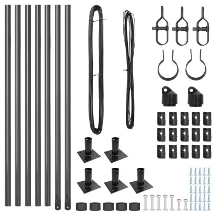 Оградни стълбове 7 pcs Сив Ø32mm 50 см Поцинкована стомана