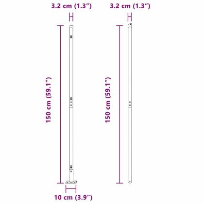 Оградни стълбове 7 pcs Сив Ø32mm 150 см Поцинкована стомана
