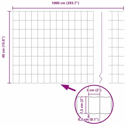 Европейска ограда Сив 0.4 x 10 м Желязо с PVC покритие
