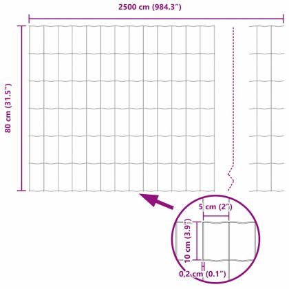 Европейска ограда Сив 0.8 x 25 m Желязо с PVC покритие