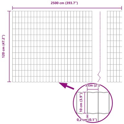 Европейска ограда Сив 1.2 x 25 m Желязо с PVC покритие