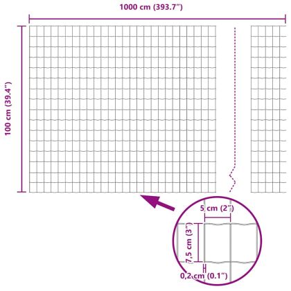 Европейска ограда Сребрист 1 x 10 m Горещо поцинкована желязо