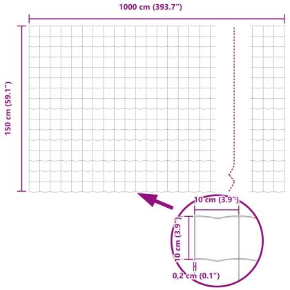 Европейска ограда Сребрист 1.5 x 10 m Горещо поцинкована желязо