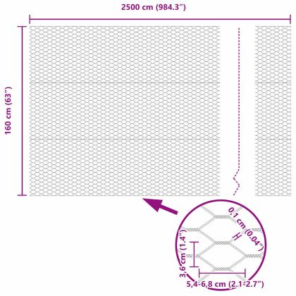 Шестоъгълна ограда Зелен 1.6 x 25 m Стомана
