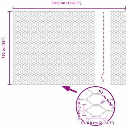 Шестоъгълна ограда Зелен 1.6 x 50 m Стомана