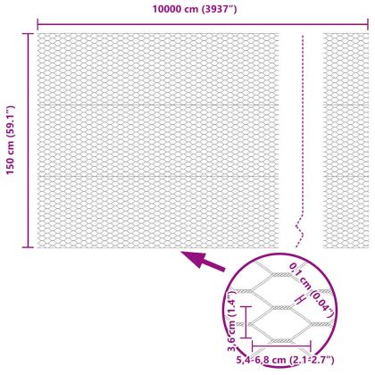 Шестоъгълна ограда Зелен 1.5 x 100 м Стомана
