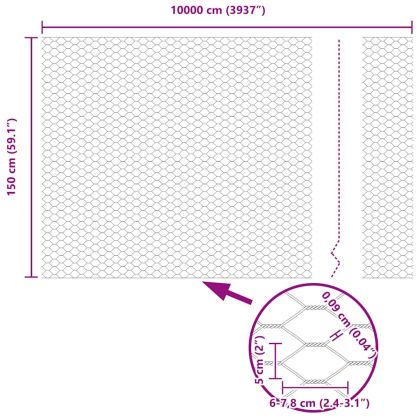 Шестоъгълна ограда Зелен 1.5 x 100 м Стомана