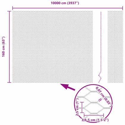 Шестоъгълна ограда Зелен 1.6 x 100 m Стомана