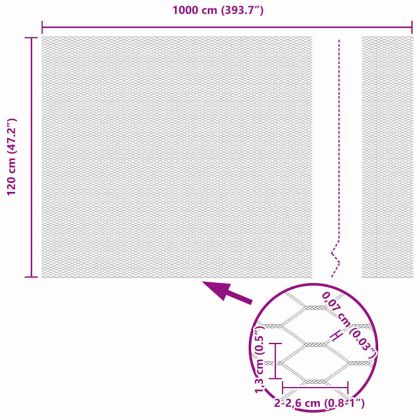 Шестоъгълна ограда Сив 1.2 x 10 m Стомана