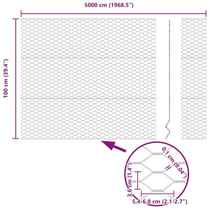 Шестоъгълна ограда Сив 1 x 50 m Стомана