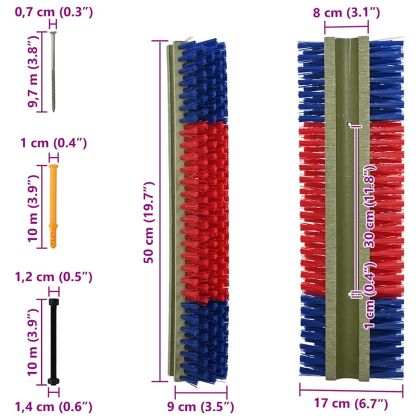 Четки за говеда Червен и син 20 x 9 x 50 см Пластмаса и стомана