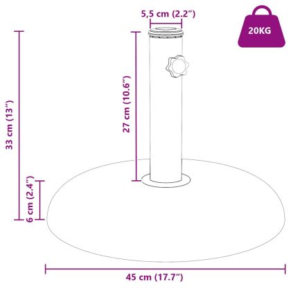 Основа за чадър Бял и черен 45 x 45 x 40 cm Бетон и метал