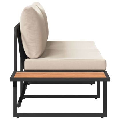 Градински диван с възглавница Кафяво 200.5 x 70 x 85.5 см Метал