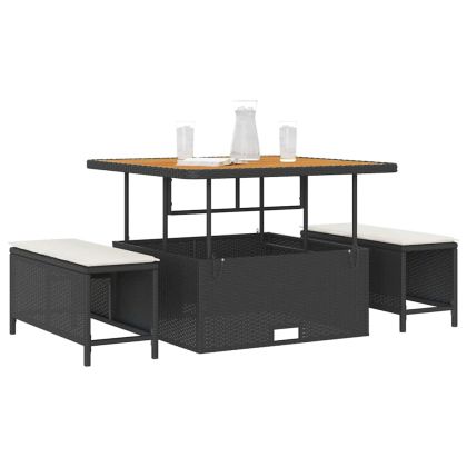 Комплект за хранене в градината Черно полиратан