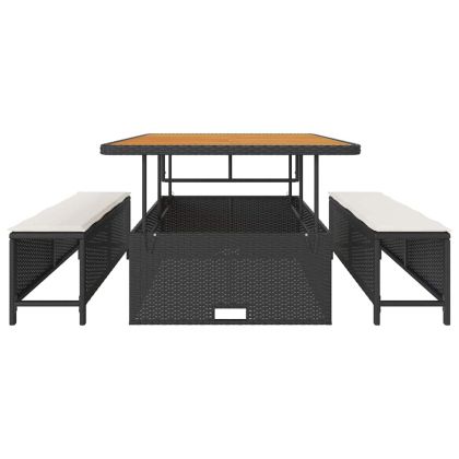 Комплект за хранене в градината Черно полиратан